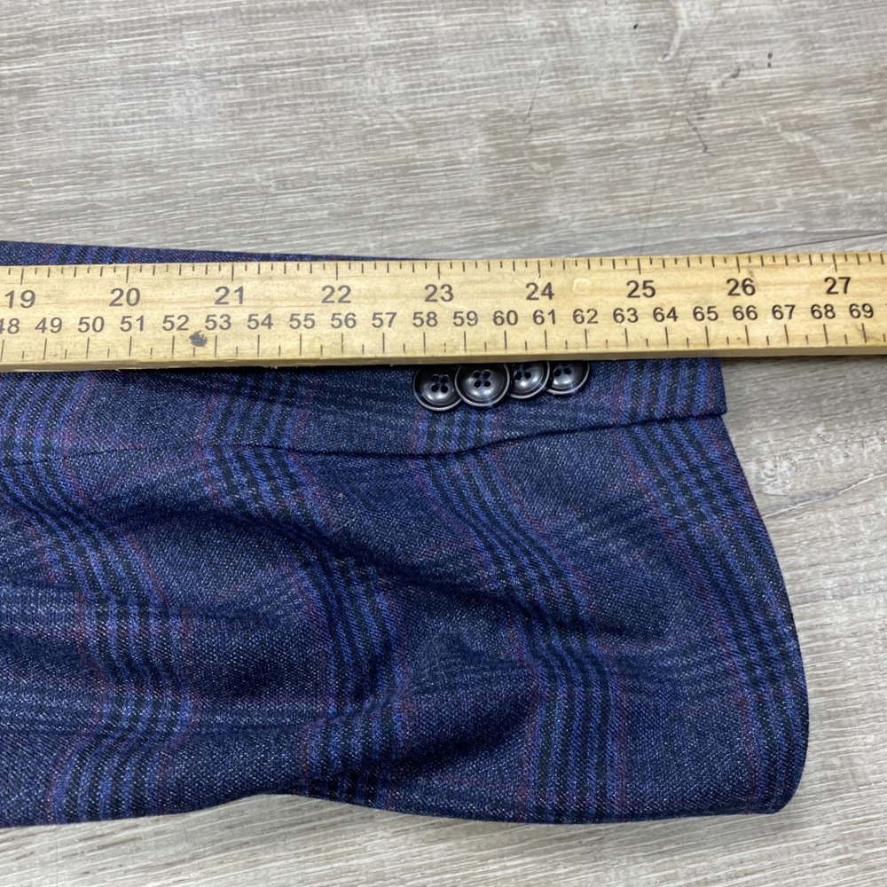 Tommy Hilfiger Blazer Mens 48R Blue Purple Plaid Stretch Sport Coat Business - Picture 9 of 11